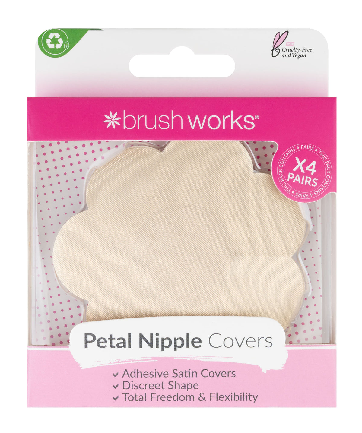 Brushworks Nude Satin Nipple Covers - 4 Pairs