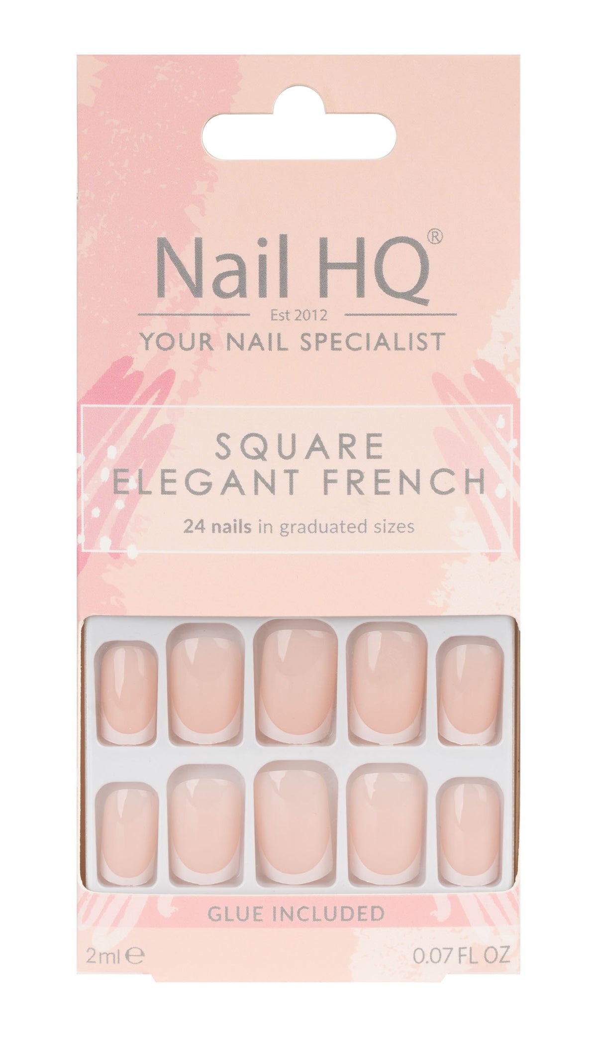 Nail HQ Square Elegant French Tip Nails (24 Pieces)